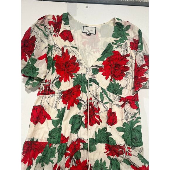 Alexis Idella Garden Cotton Floral High-Low Dress XL Tassel Tie - Picture 5 of 9